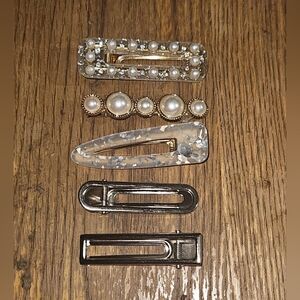 Faux Pearl & Acrylic Accent Hair Clip Set - Women's Hair Accessories BNIB